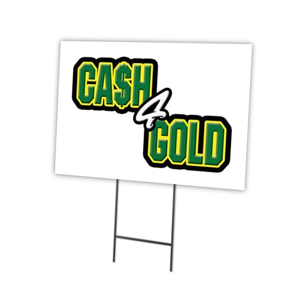 Signmission Cash For Gold Yard Sign & Stake outdoor plastic coroplast window, C-2436 Cash For Gold C-2436 Cash For Gold - main